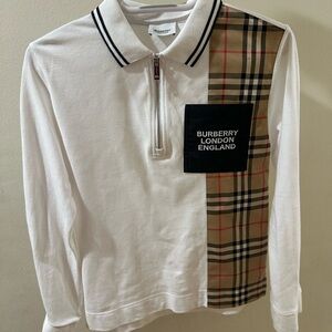 Burberry White Top with Iconic Plaid Detail